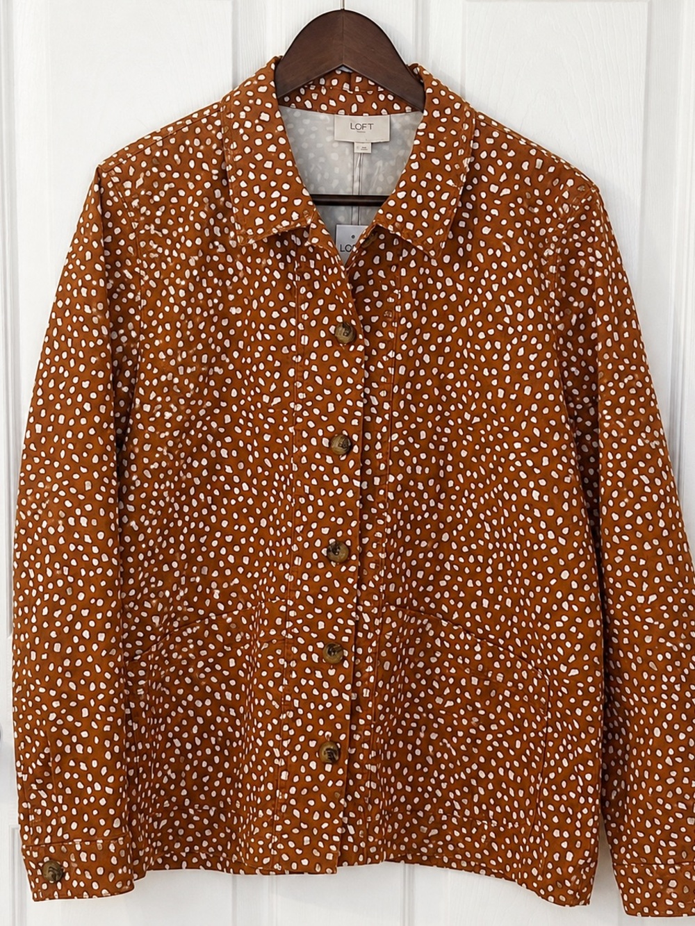 LOFT Outlet Brown & Cream Spotted Utility Jacket – Size Large – NWT